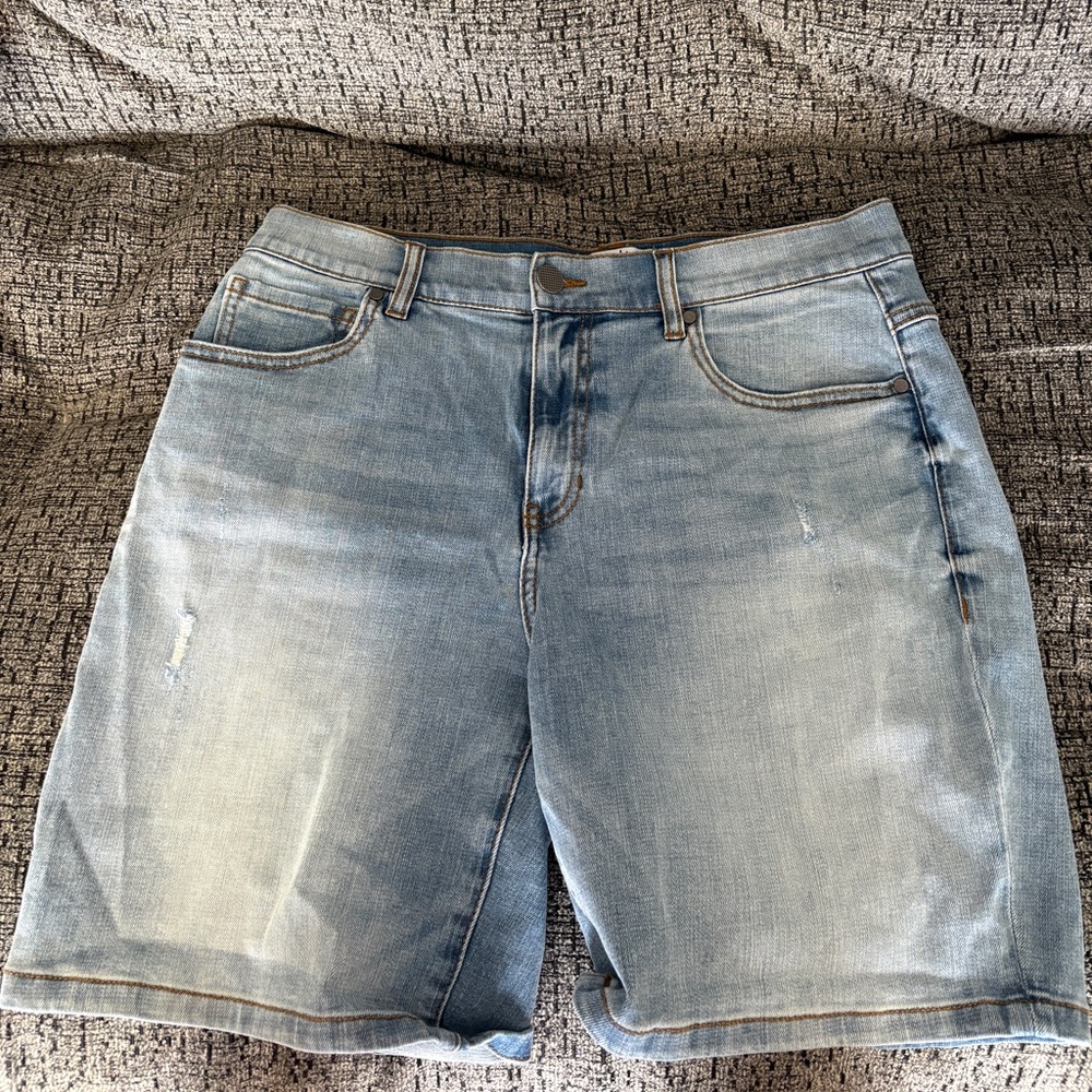 CAbi Blue Jean Shorts with Distressed Style